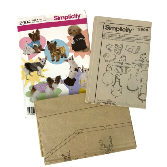 Simplicity 2904 Dog Clothes Costumes Sewing Pattern Size XS-S 2008 - Picture 3 of 3